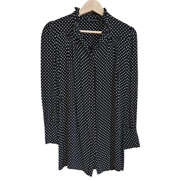 Zara Woman Polka Dot Hidden Button Front Black White Women's Size Medium - Picture 1 of 9